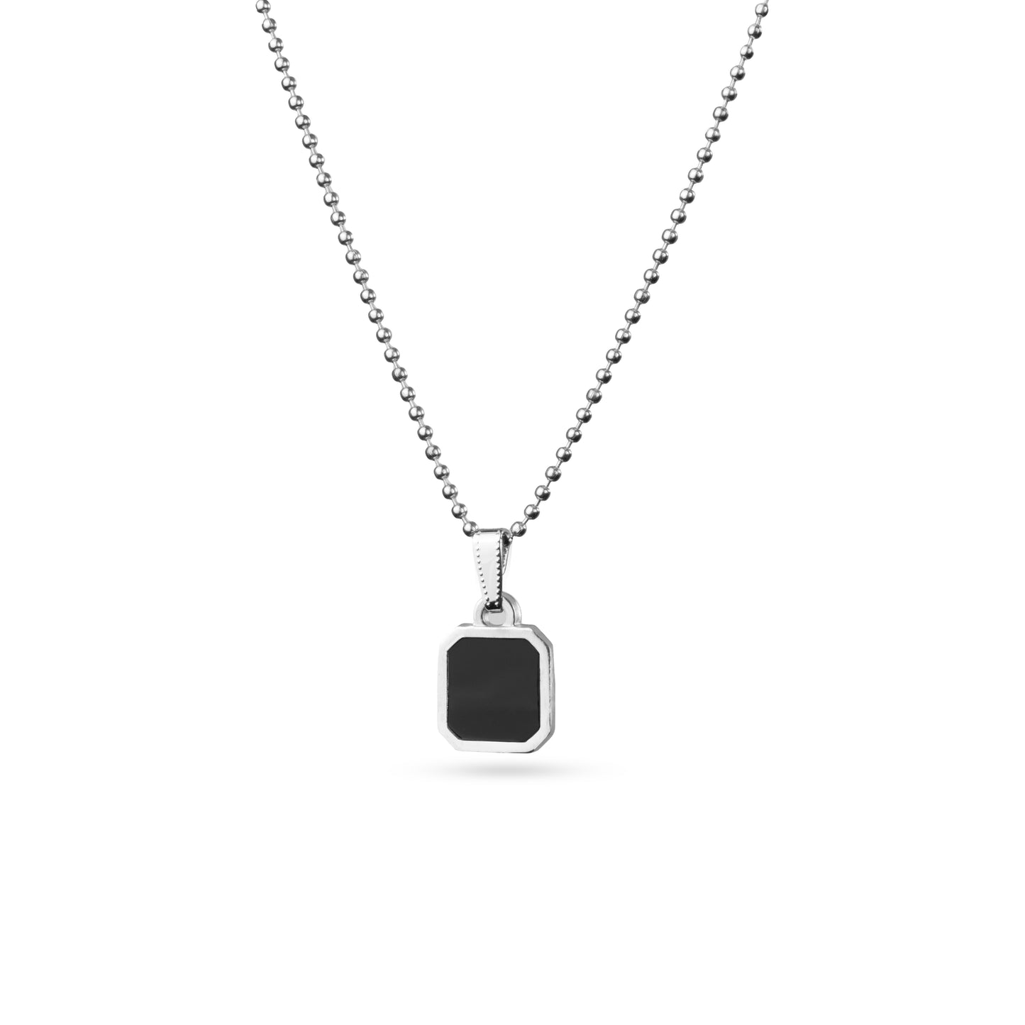 Charcoal Charm Pendant & Chain (Square)