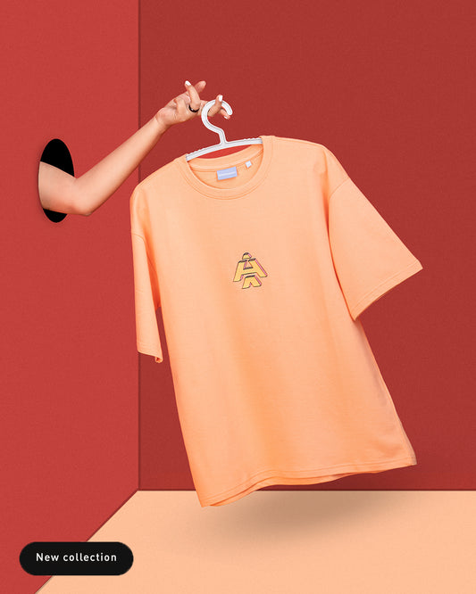 printed oversized peach t shirt mens