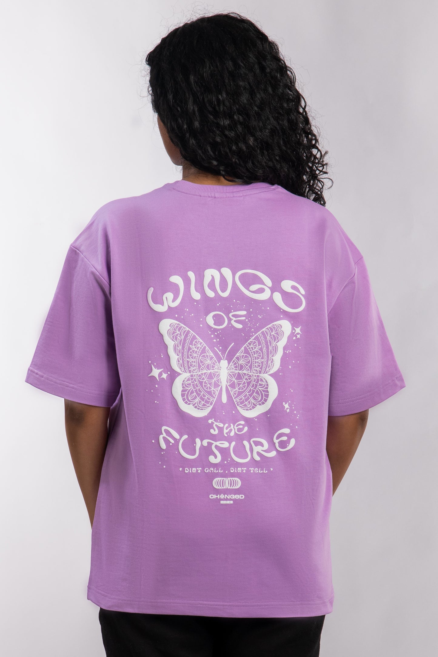 Purple butterfly printed t-shirt for women
