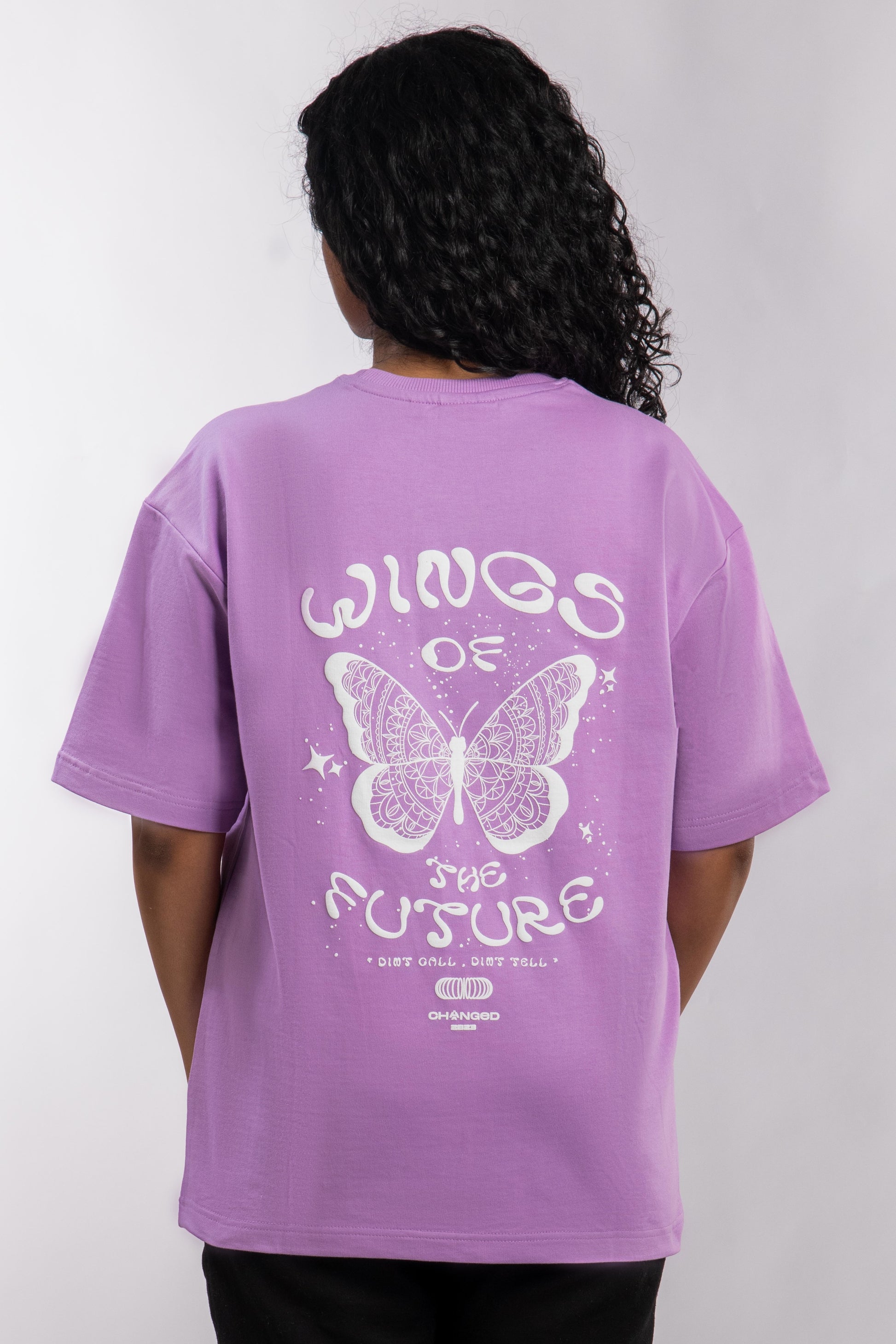 Purple butterfly printed t-shirt for women