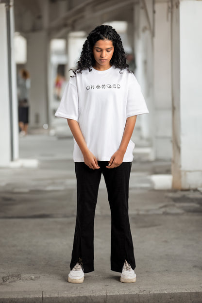 white changed printed t-shirt for women