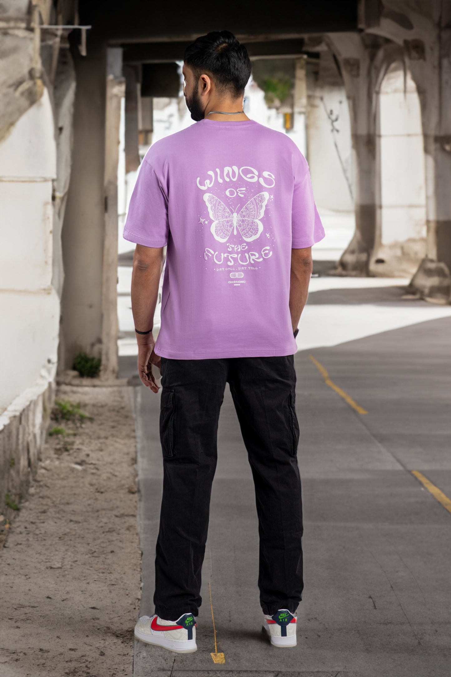 Purple butterfly printed t-shirt for men
