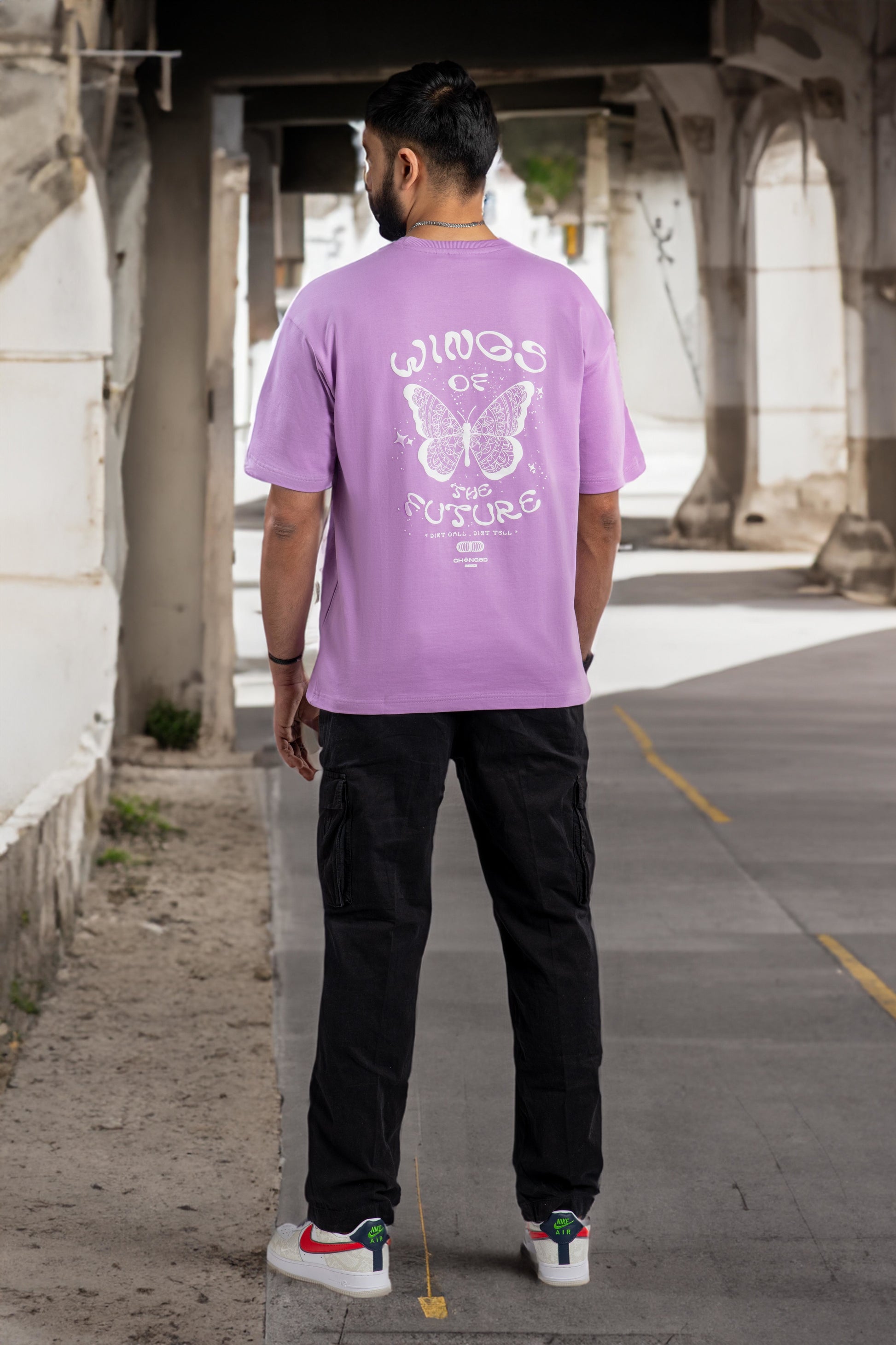 Purple butterfly printed t-shirt for men