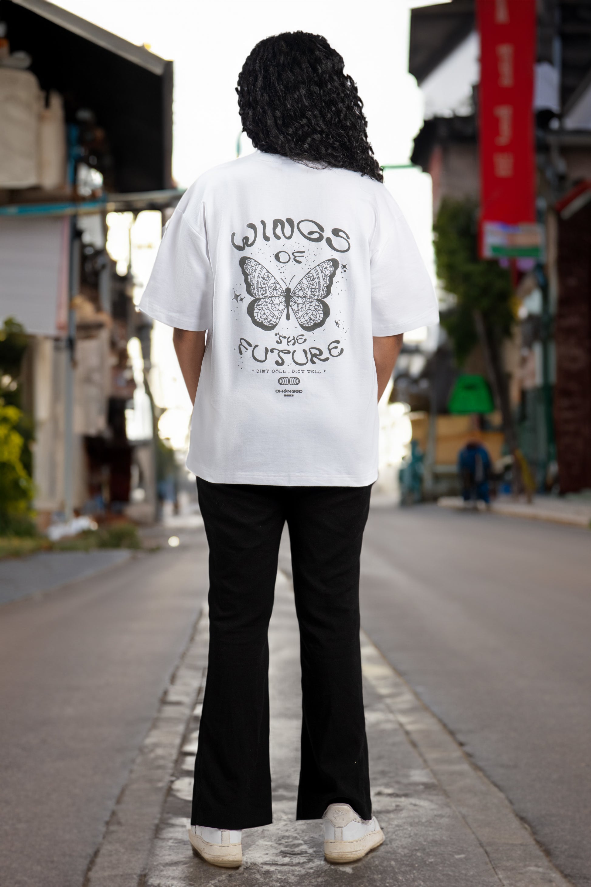 white butterfly printed t-shirt for women